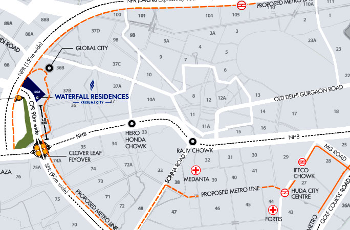 Location Map - Krisumi Waterfall Residences Gurgaon